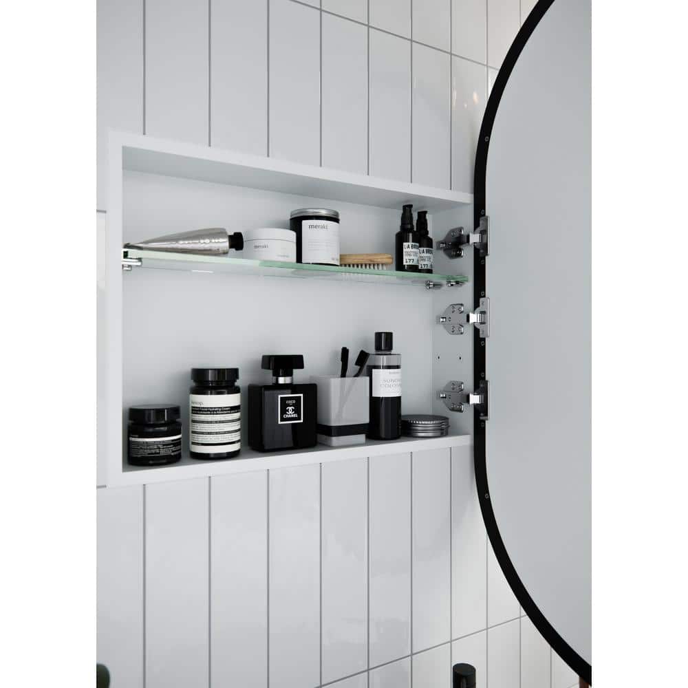 Black Stainless Steel Recessed Medicine Cabinet with Mirror