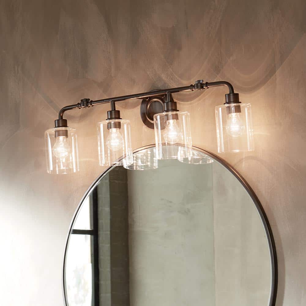 Gunnison 33.75 in. 4-Light Black Vintage Bathroom Vanity Light with Clear Glass price history on PriceWatchPro