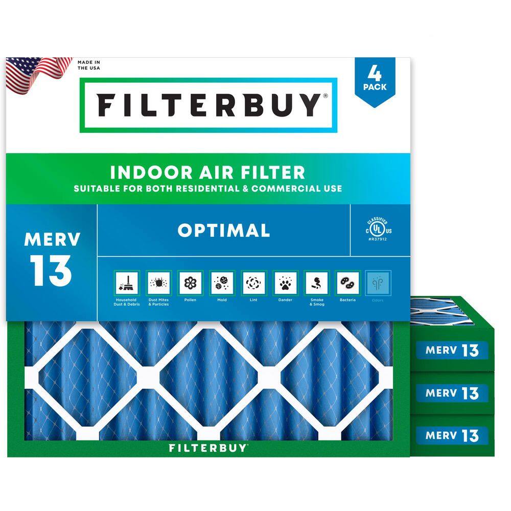 14 in. x 14 in. x 2 in. MERV 13 (FPR 10) Health Defense Pleated HVAC AC Furnace Air Filters Replacement (4-Pack) price history on PriceWatchPro