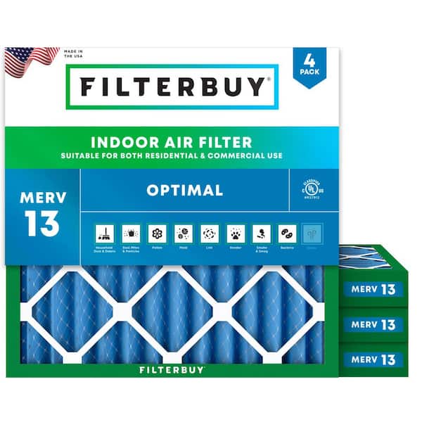 20 in. x 20 in. x 2 in. MERV 13 (FPR 10) Health Defense Pleated HVAC AC Furnace Air Filters Replacement (4-Pack)