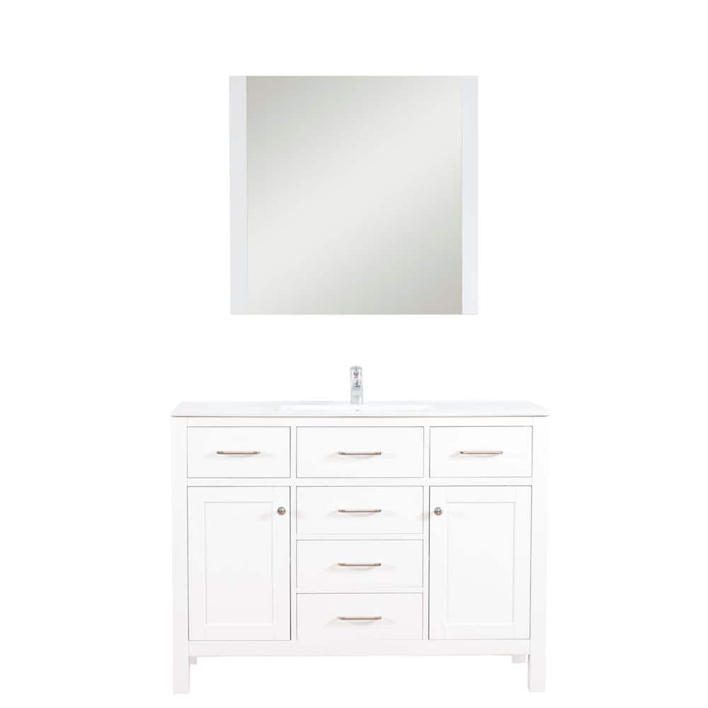 Laguna 48 in. W x 18 in. D Bath Vanity in White with Vanity Top in White wi