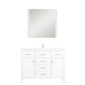 Laguna 48 in. W x 18 in. D Bath Vanity in White with Vanity Top in White with White Basin and Mirror