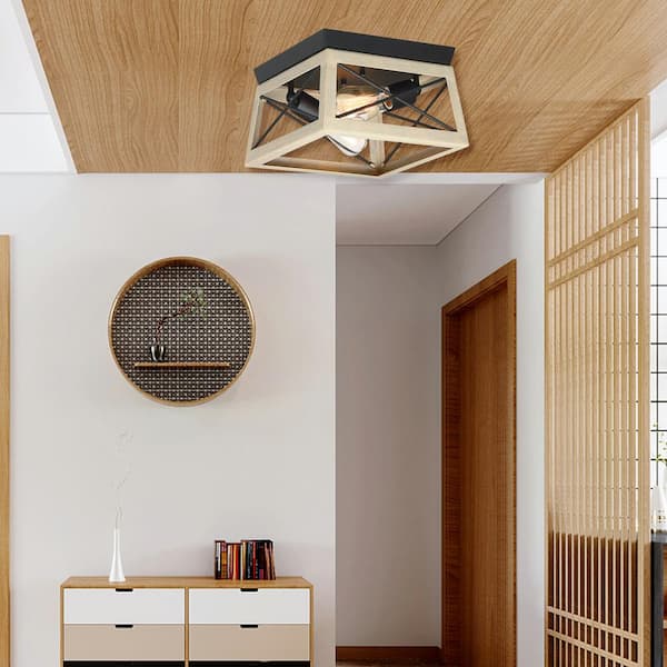 oak flush mount ceiling light