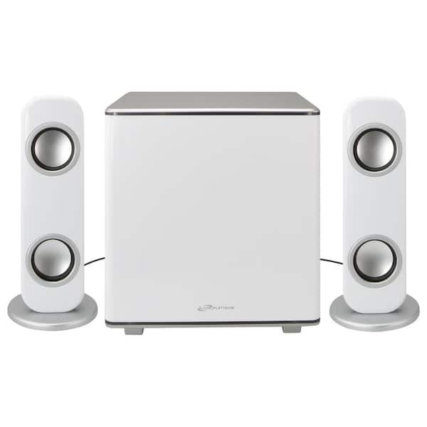 White Bluetooth 2.1 Ch Home Music System w/LED Lights 