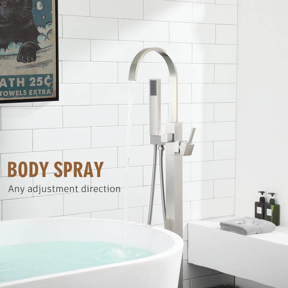 PENGFANG WORLDWIDE LLC P016BNTF Single Handle Floor Mounted Tub Faucet with Handshower
