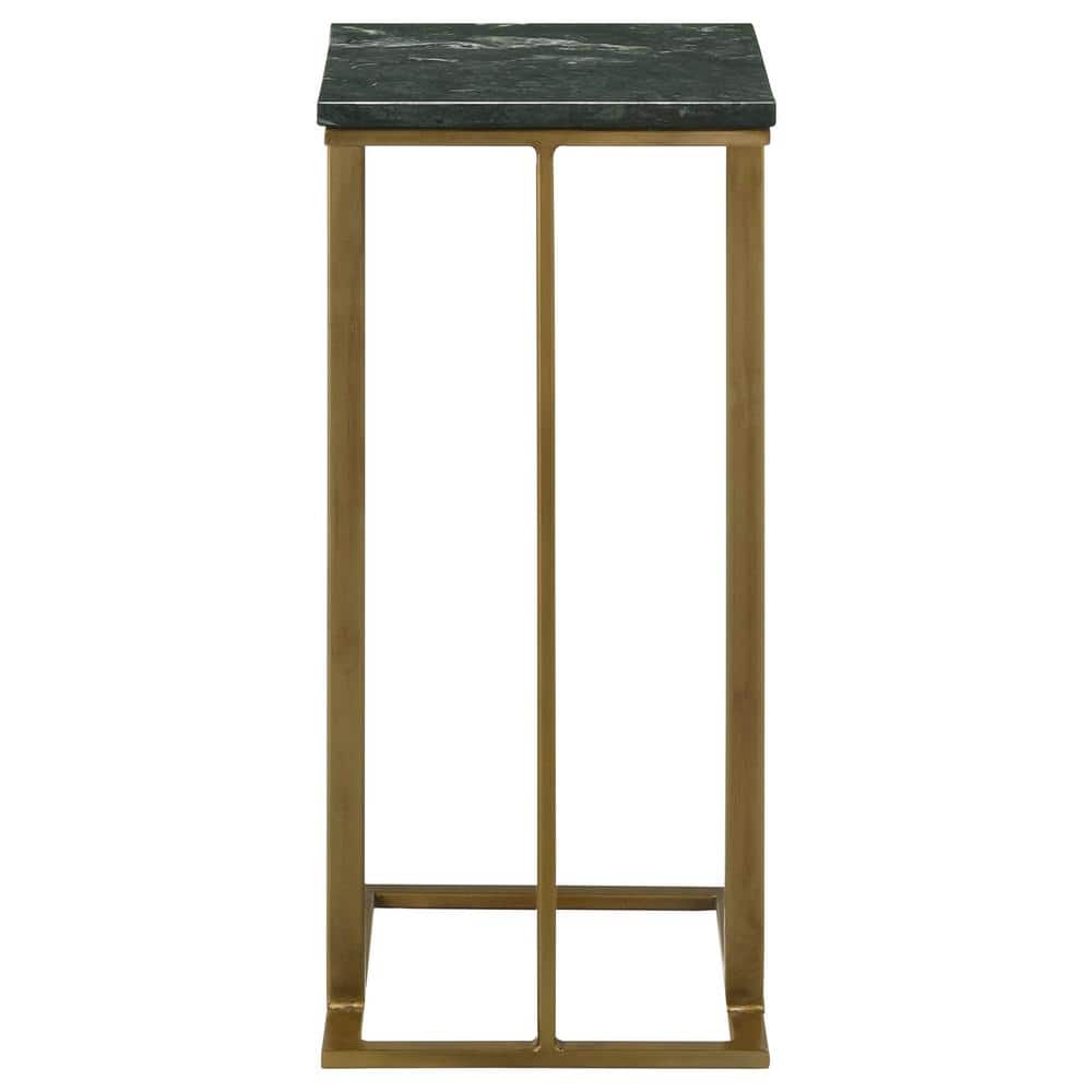 Green Marble Top Gold Iron Accent Table