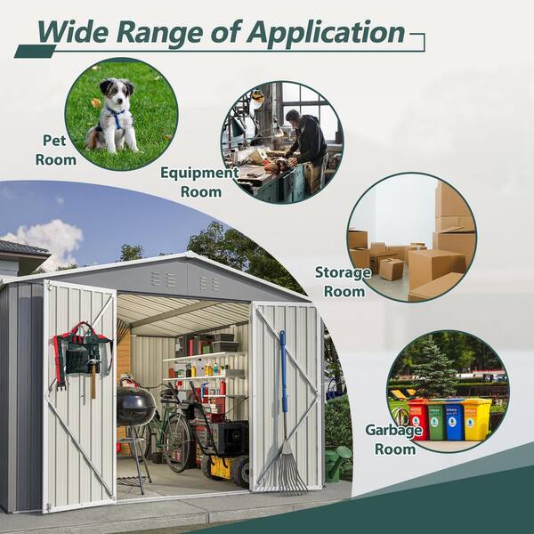 Thanaddo 10 ft. W x 10 ft. D Outdoor Metal Tool Storage Shed with