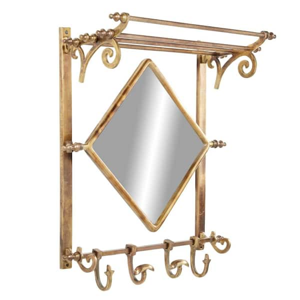 Litton Lane Gold 2 Shelves Metal Wall Shelf with Crystal Embellishments (Set of 2)