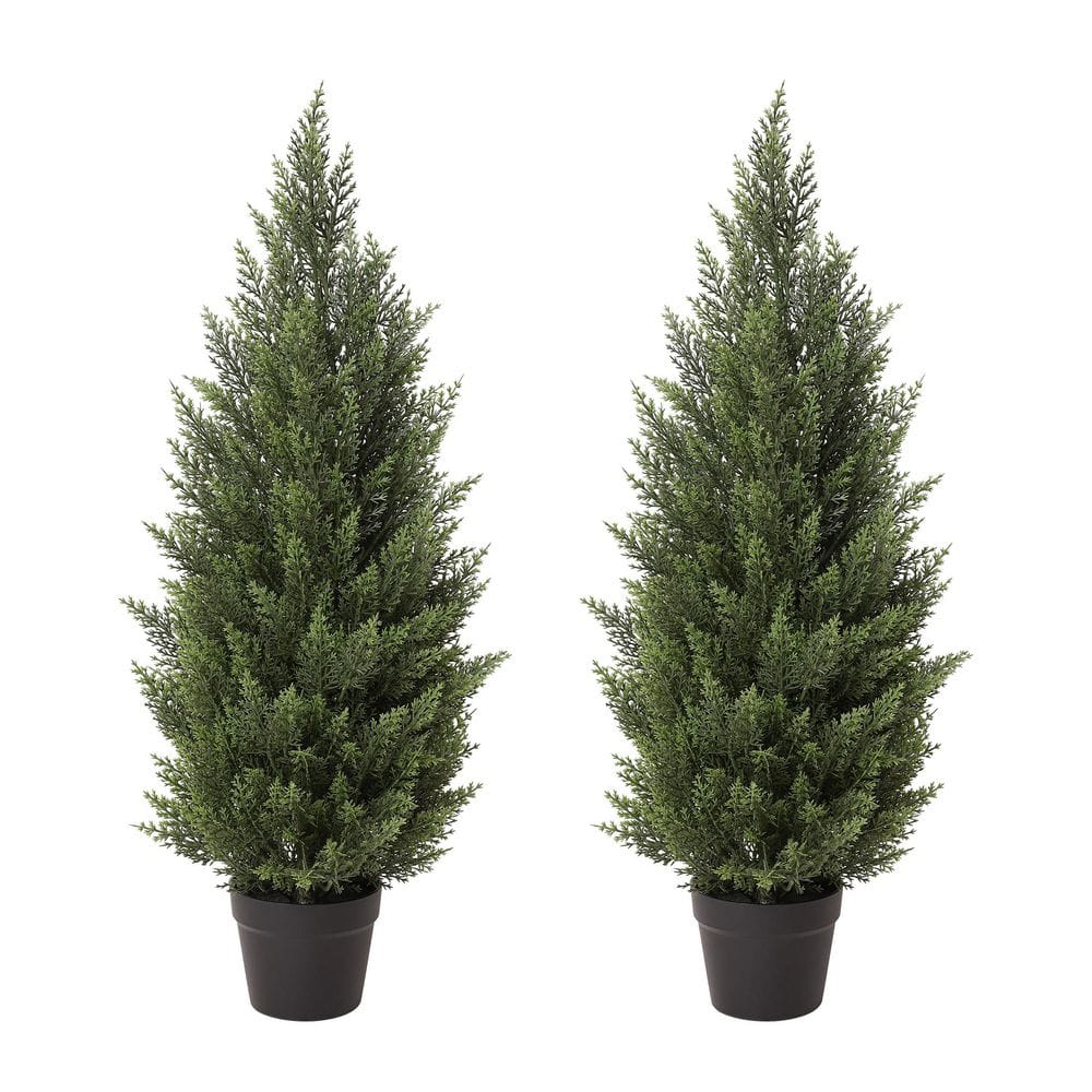 DR.Planzen 4 ft. Artificial Topiary Cedar Trees Outdoor Indoor