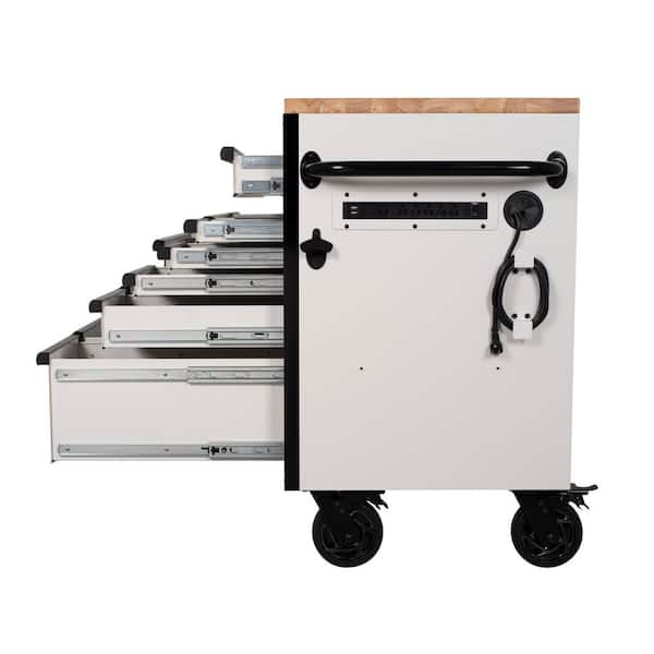 Husky - Tool Storage 61 in. W x 23 in. D Heavy Duty White Mobile Workbench Tool Chest