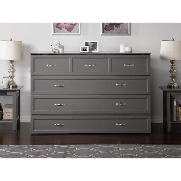 AFI Deerfield Murphy Bed Chest Queen Atlantic Grey with Charging Station AC584149 The Home Depot