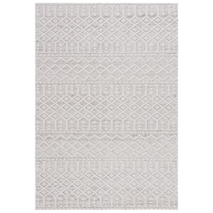Global Gray/Ivory 9 ft. x 12 ft. Geometric Striped Indoor/Outdoor Area Rug