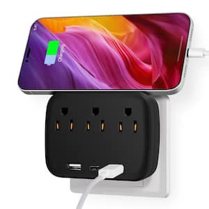 3-Outlets Multi Plug Outlet Extender with 2-USB 1-Type C Port Port Wall Charger