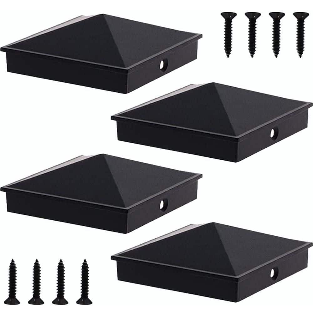 4 x 4 in. Aluminum Pyramid Post Cap Cover with Matte Finish Powder Coated in Black, (4-Pack) price history on PriceWatchPro