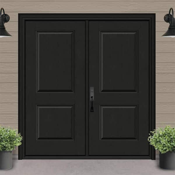 Regency 72 in. x 80 in. 2P Squaretop RHIS Onyx Stain Fiberglass Double Prehung Front Door with 4-9/16 Jamb