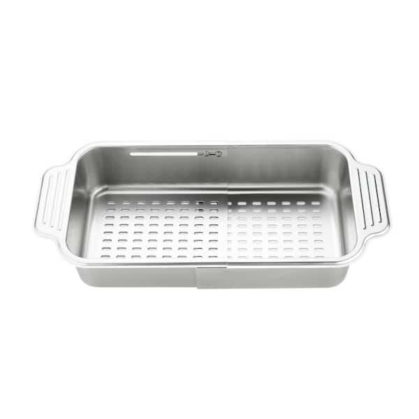 4 In 1 Collapsible Sink Colander for Kitchen, Food Grade 304 Stainless Steel Over the Strainer, Extend Drain Basket