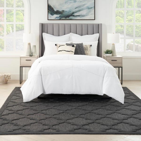 Nourison Easy Care Charcoal/Black 9 ft. x 12 ft. Geometric