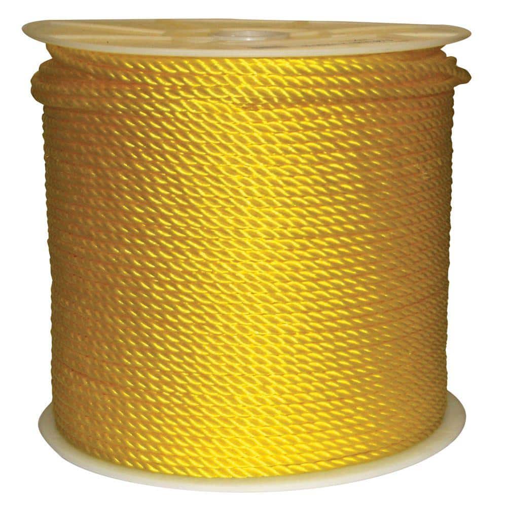 Rope King 1/4 in. x 1200 ft. Twisted Poly Rope Yellow TP-141200Y