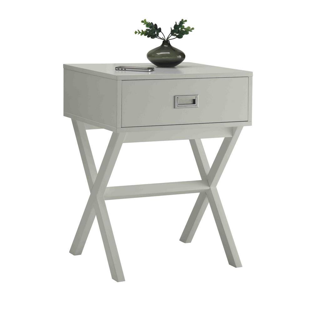 Landon Modern White Wood End Table with Concealed Drawer