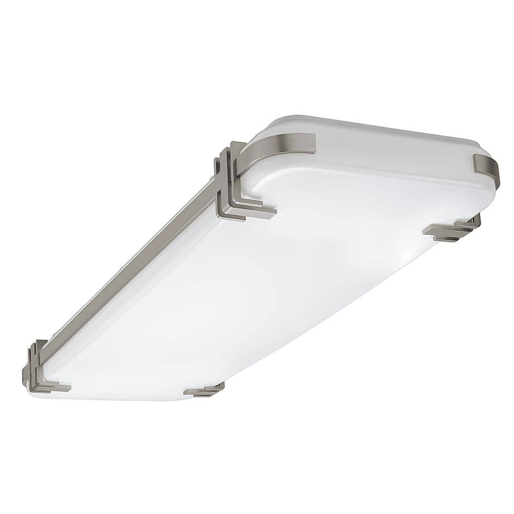 Hampton Bay Mission Industrial 48 in. x 15 in. Brushed Nickel Selectable LED Flush Mount Light High Output 5500 Lumens Dimmable