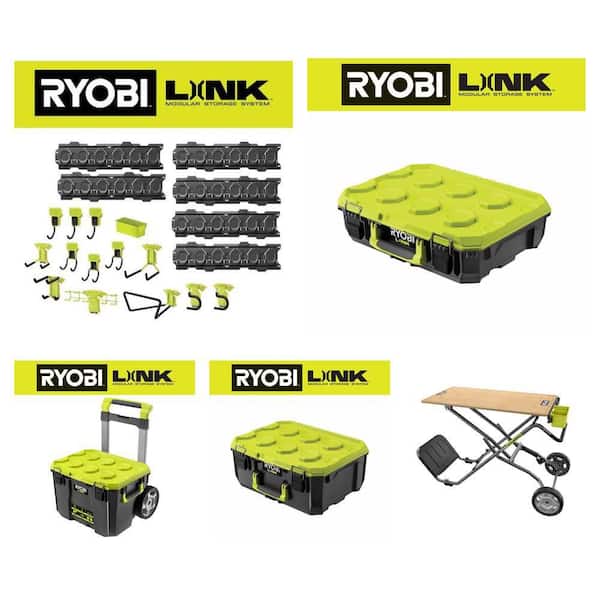 LINK 20-Piece Wall Storage Kit, Standard Tool Box, Rolling Tool Box, Medium Tool Box and SPEED BENCH Mobile Workstation