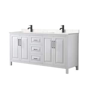 Daria 72 in. W x 22 in. D x 35.75 in. H Double Bath Vanity in White with Carrara Cultured Marble Top