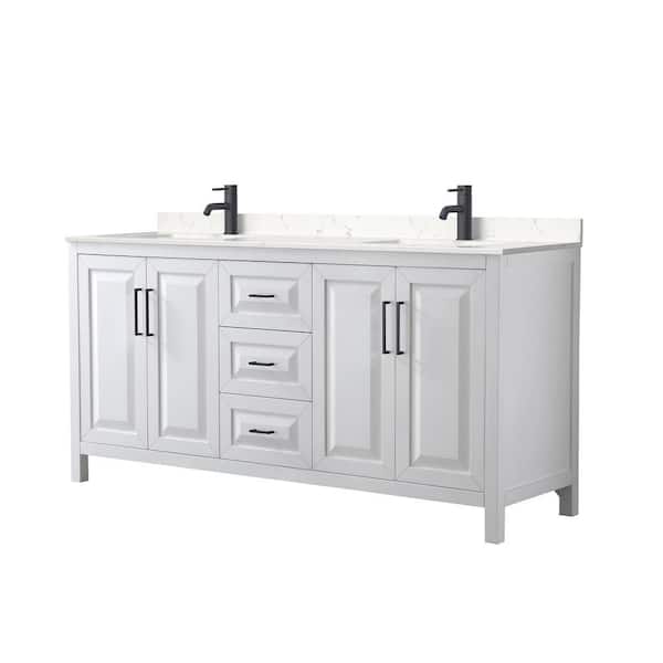 Wyndham Collection Daria 72 in. W x 22 in. D x 35.75 in. H Double Bath Vanity in White with Carrara Cultured Marble Top