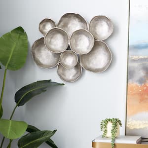 Abstract Round Silver Metal Wall Decor, 24" x 20"