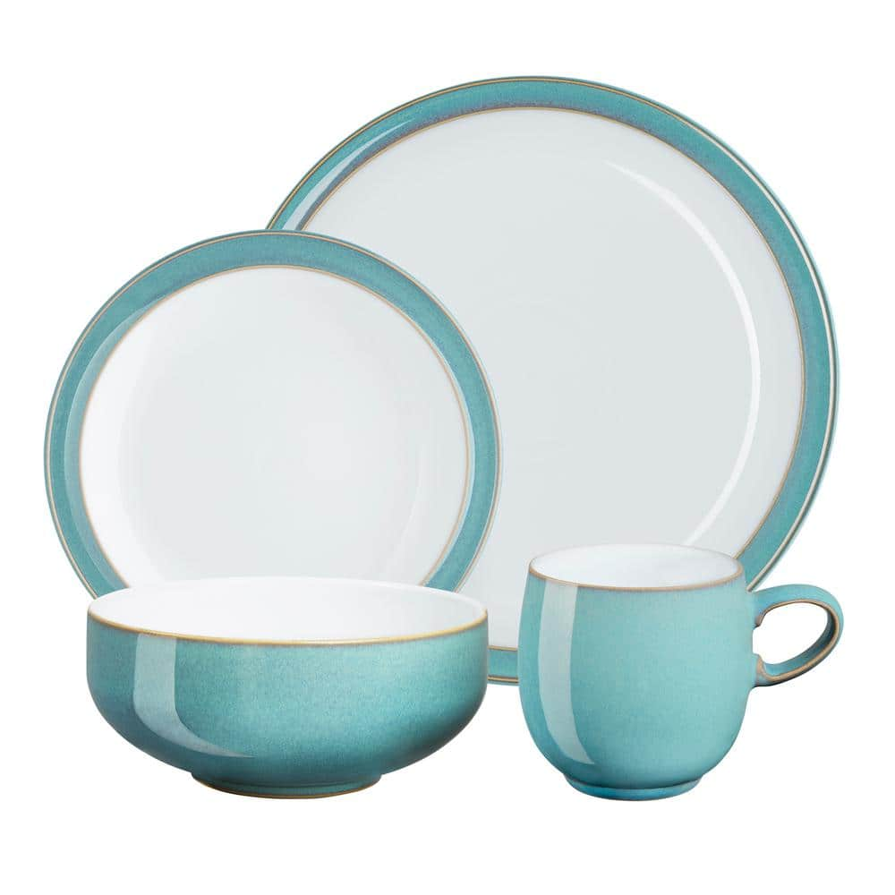 Denby Azure 4-Piece Turquoise Dinnerware Set AZR-100 - The Home Depot