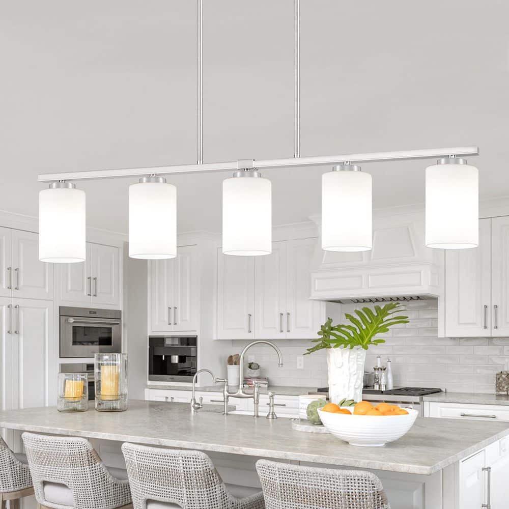 ZSMIHDOH 5-Light Nickel Modern Linear Kitchen Island Pendant with