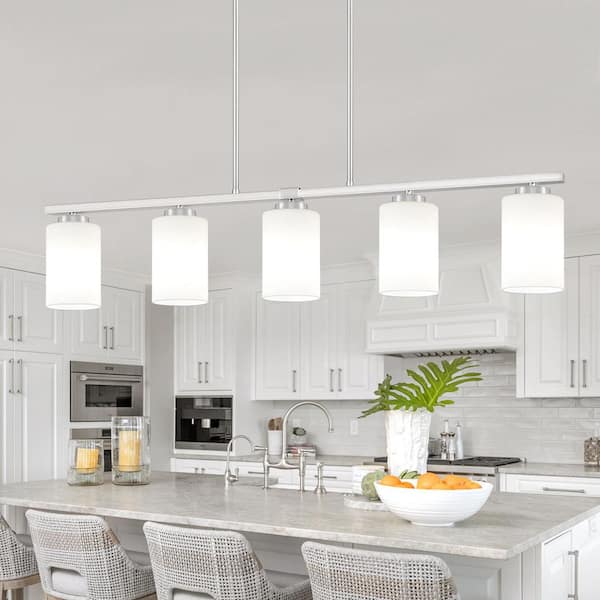 ZSMIHDOH 5-Light Nickel Modern Linear Kitchen Island Pendant with