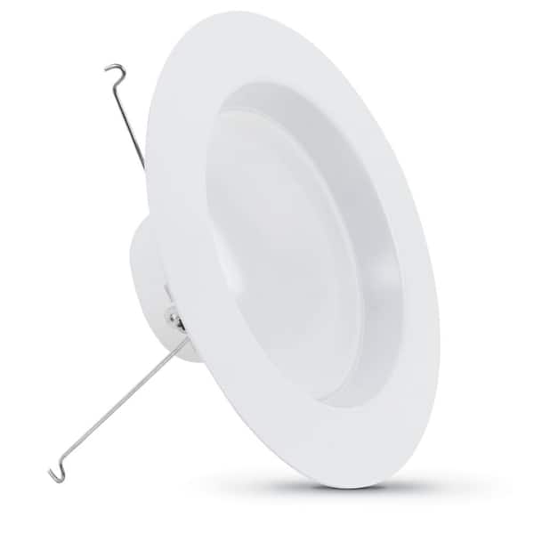 Feit Electric 5/6 in. Integrated LED White Retrofit Recessed Light Trim Dimmable CEC 120-Watt Equivalent Downlight Daylight 5000K