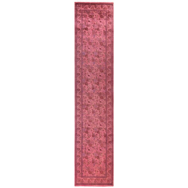Overdyed Pink 2 ft. x 12 ft. Solid Wool Indoor Runner Rug