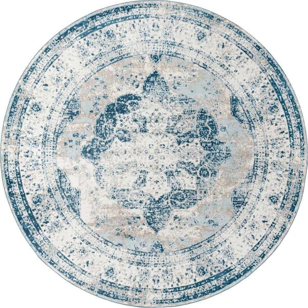 Unique Loom Sofia Salle Garnier Blue 12 ft. 4 in. x 12 ft. 4 in. Area Rug