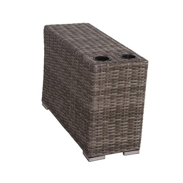 Avex Gray Rectangular Wicker 22 in. H Fully Assembled Outdoor Side Table