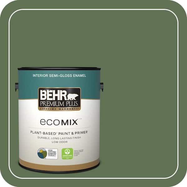 1 gal. #QE-39 Willow Leaf Semi-Gloss Enamel EcoMix Plant-Based Interior Paint & Primer