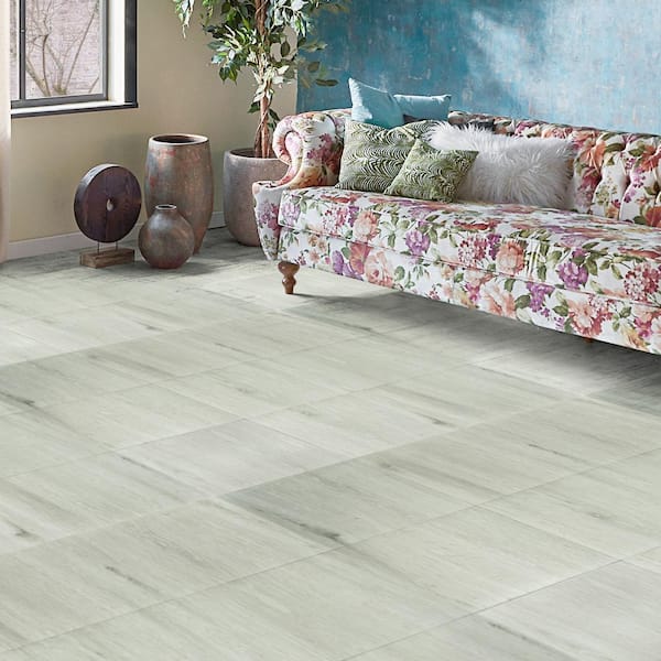 White-Washed 2 mm. T x 12 in. L x 2 in. W Water Resistant Wood Look Peel and Stick Vinyl Floor Tiles (30 sq.ft./Box)