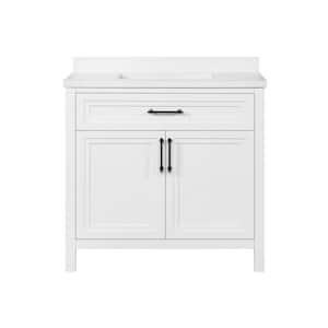 Mayfield 36 in. W x 22 in. D x 34.5 in. H Single Sink Bath Vanity in White with White Cultured Marble Top