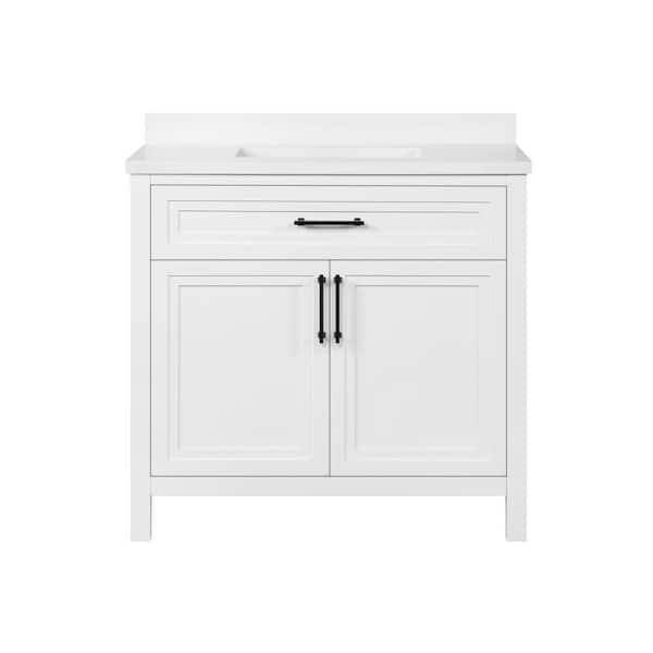 Mayfield 36 in. Single Sink White Bath Vanity with White Engineered Stone Top (Assembled)