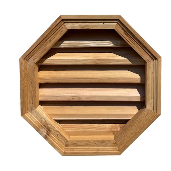 Al's Millworks 18 in. x 18 in. Octagon Wood Built-in Screen Gable Louver Vent W/ Brickmould trim