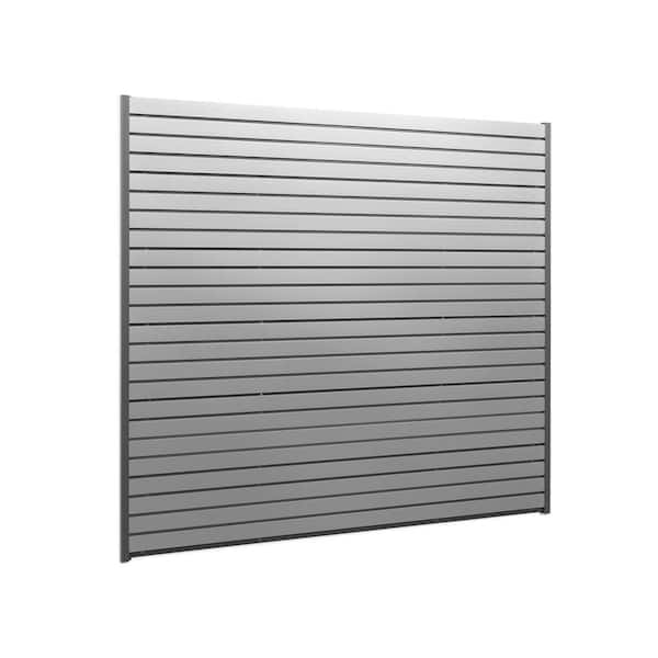 NewAge Products 71.75 in. H x 80 in. W PVC Slat Wall Panel Set in Silver (40 sq. ft.)