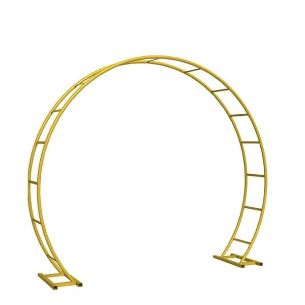 96 in. x 84 in. Gold Metal Arch Backdrop Stand Outdoor Garden Arch Arbor for Climbing Plants