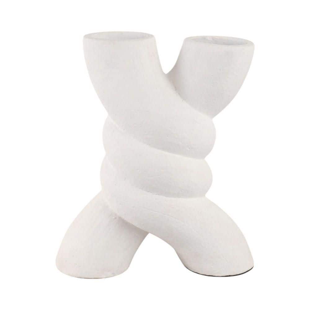 14 in. White Ceramic Geometric Twisted X Shape Decorative Vase price history on PriceWatchPro