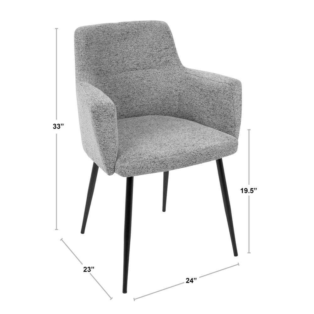 Gray Faux Leather Upholstered Arm Chair with Wood and Metal Frame