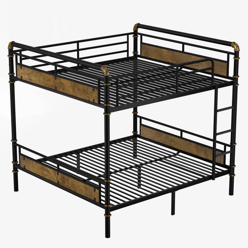 Black Queen over Queen Bunk Bed with Safety Guard Rails, Ladder, and Detachable Design durable construction price history on PriceWatchPro