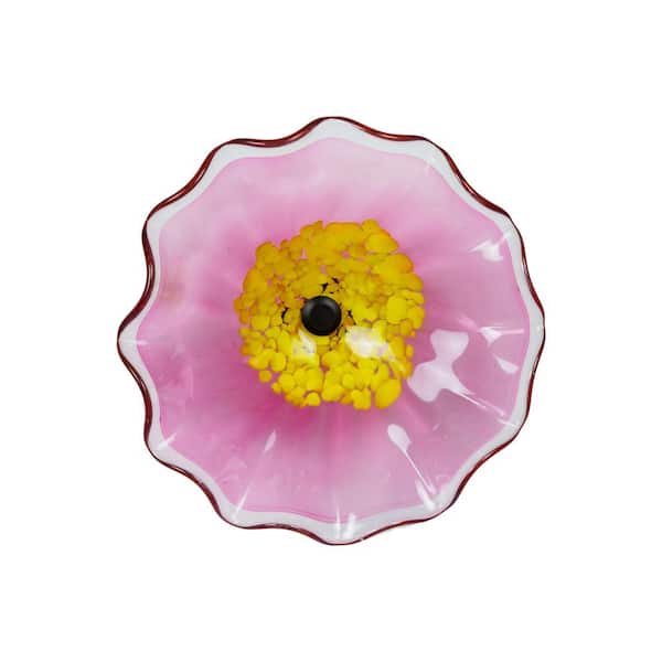 Dale Tiffany Fiore Bloom Pink 12 in. Diameter Hand Blown Glass Flower Art Glass Wall Decor