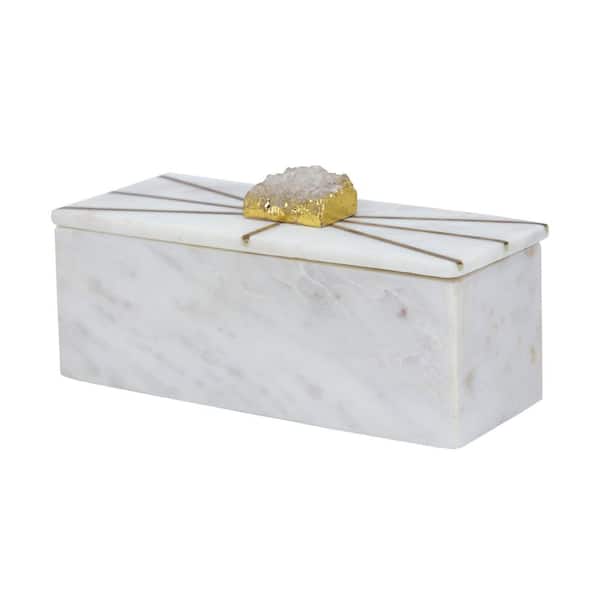 A & B Home White Marble Decorative Box