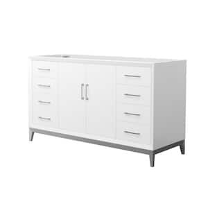 Amici 59.75 in. W x 21.75 in. D x 34.5 in. H Single Bath Vanity Cabinet without Top in White with Brushed Nickel Trim