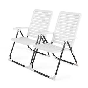 Set of 2 Outdoor PP Folding Chair Adjustable Reclining 7-Level All-Weather Patio