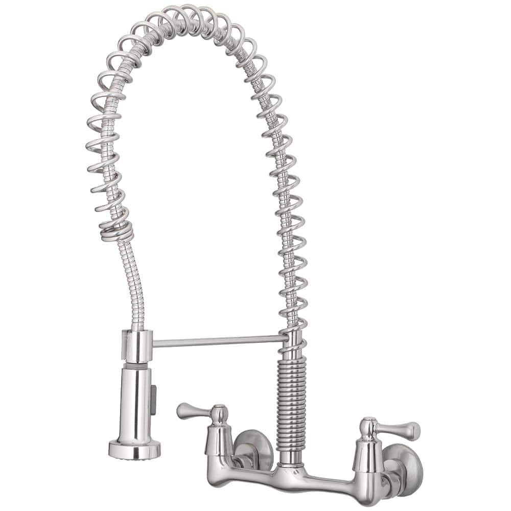 tosca 2 handle wall mount pull down sprayer kitchen faucet in stainless steel 255 k820 ss t the home depot